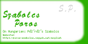 szabolcs poros business card